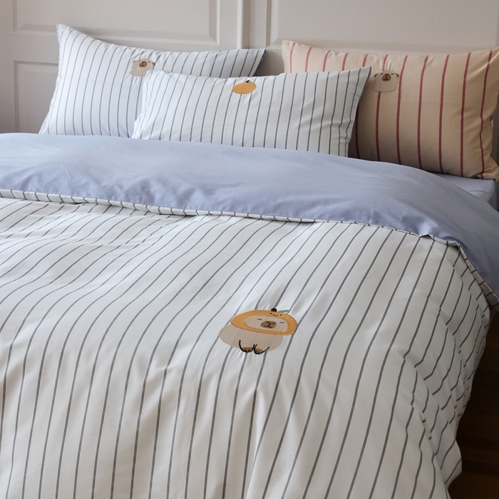 91家纺网 家纺一手货源 找家纺 棉眠 2025新款60支全棉卡比巴拉刺绣款床单四件套 你的橘子掉了-白