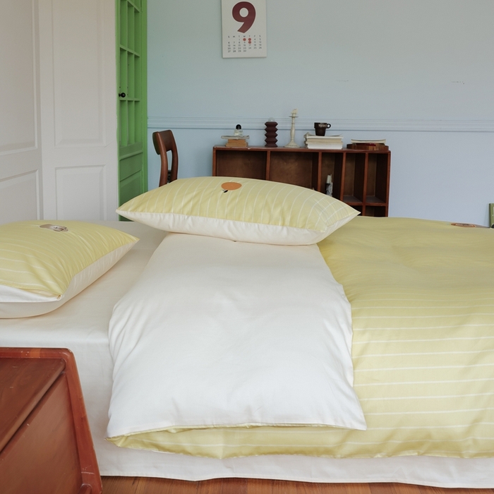 91家纺网 家纺一手货源 找家纺 棉眠 2025新款60支全棉卡比巴拉刺绣款床单四件套 你的橘子掉了-黄