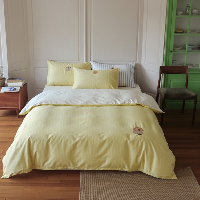 棉眠 2025新款60支全棉卡比巴拉刺绣款床单四件套 你的橘子掉了-黄