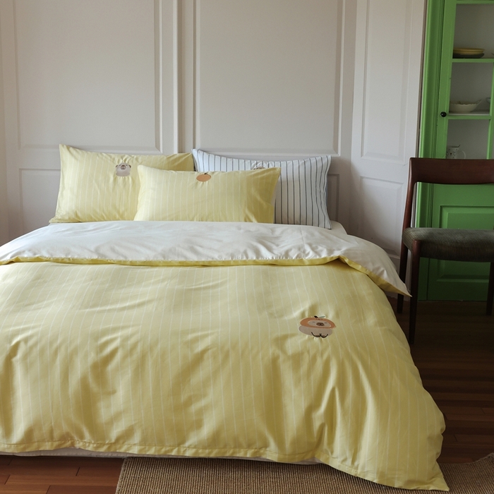 91家纺网 家纺一手货源 找家纺 棉眠 2025新款60支全棉卡比巴拉刺绣款床单四件套 你的橘子掉了-黄