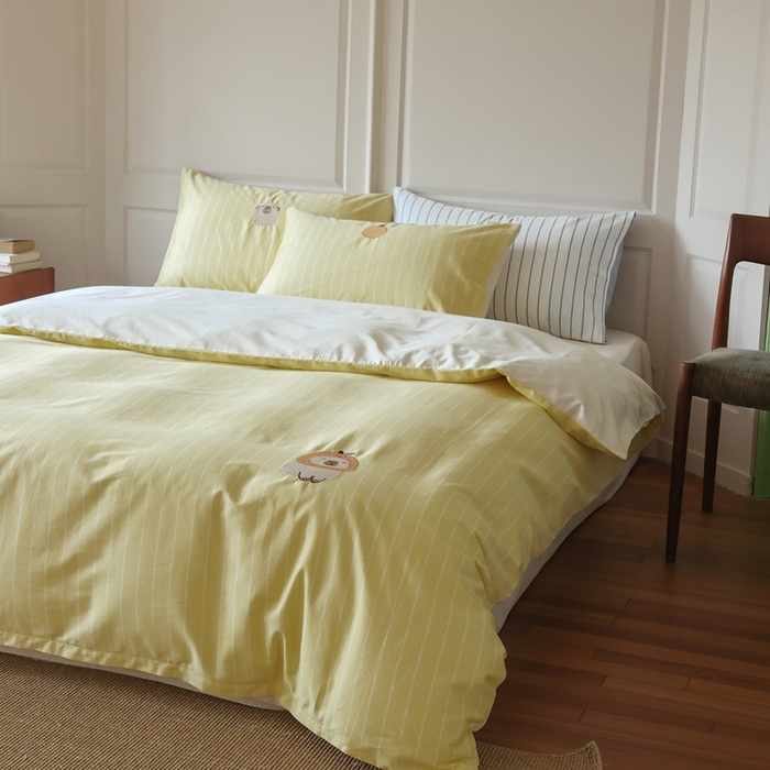 91家纺网 家纺一手货源 找家纺 棉眠 2025新款60支全棉卡比巴拉刺绣款床单四件套 你的橘子掉了-黄