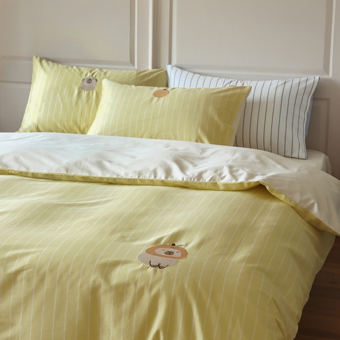 91家纺网 家纺一手货源 找家纺 棉眠 2025新款60支全棉卡比巴拉刺绣款床单四件套 你的橘子掉了-黄