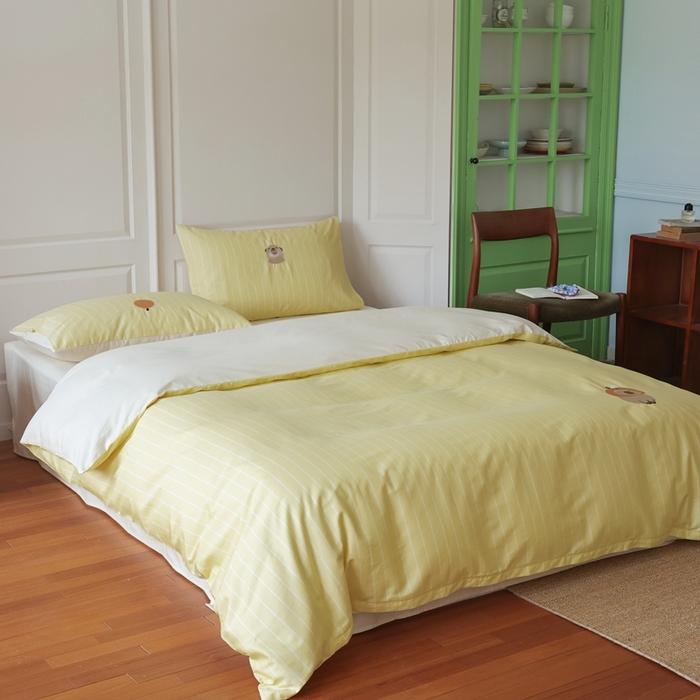 91家纺网 家纺一手货源 找家纺 棉眠 2025新款60支全棉卡比巴拉刺绣款床单四件套 你的橘子掉了-黄