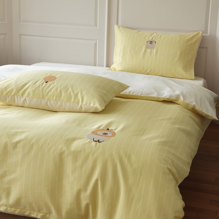 91家纺网 家纺一手货源 找家纺 棉眠 2025新款60支全棉卡比巴拉刺绣款床单四件套 你的橘子掉了-黄