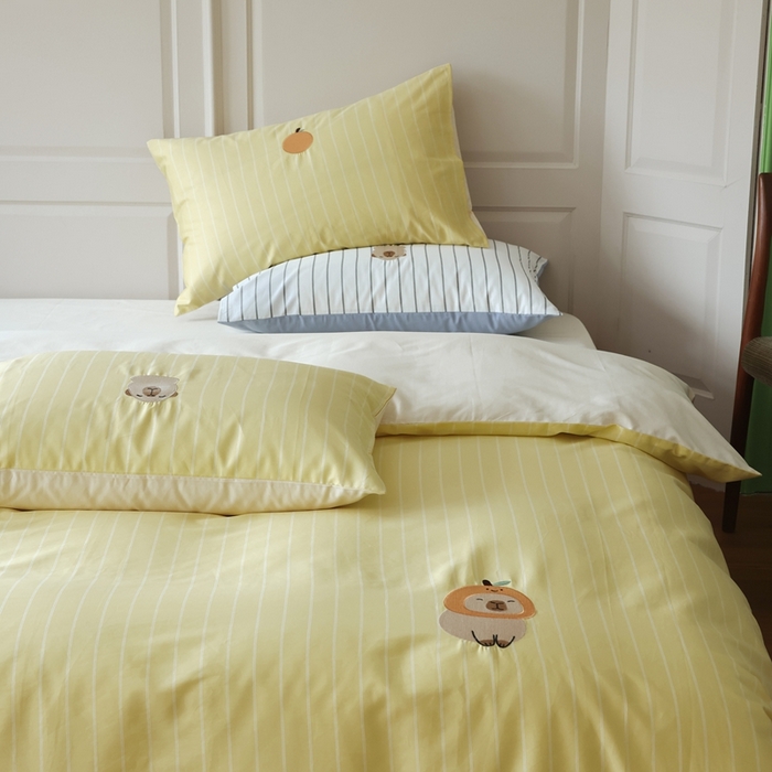 91家纺网 家纺一手货源 找家纺 棉眠 2025新款60支全棉卡比巴拉刺绣款床单四件套 你的橘子掉了-黄