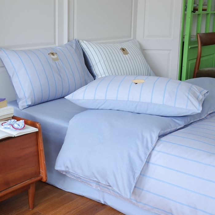 91家纺网 家纺一手货源 找家纺 棉眠 2025新款60支全棉卡比巴拉刺绣款床单四件套 你的橘子掉了-蓝灰