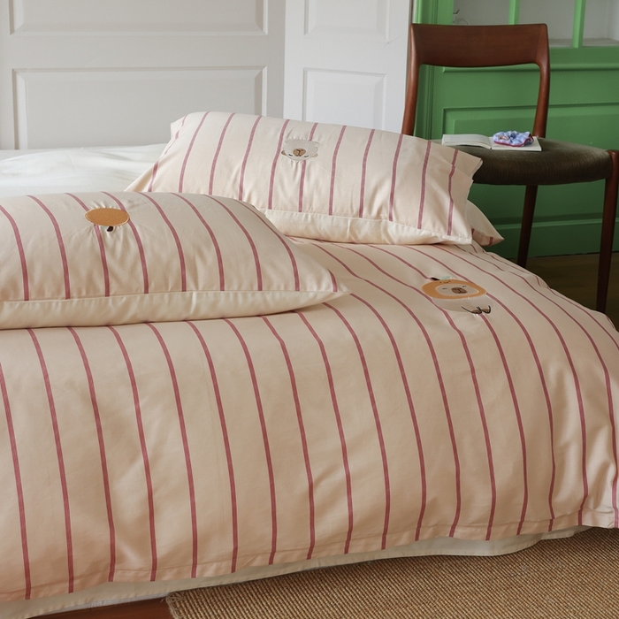 91家纺网 家纺一手货源 找家纺 棉眠 2025新款60支全棉卡比巴拉刺绣款床单四件套 你的橘子掉了-米