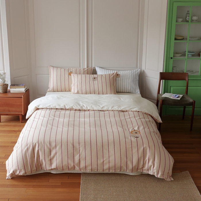 棉眠 2025新款60支全棉卡比巴拉刺绣款床单四件套 你的橘子掉了-米