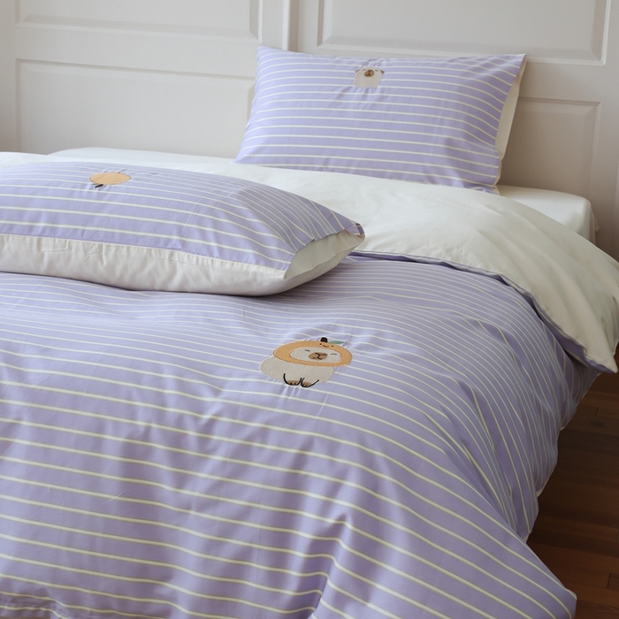 91家纺网 家纺一手货源 找家纺 棉眠 2025新款60支全棉卡比巴拉刺绣款床单四件套 你的橘子掉了-紫