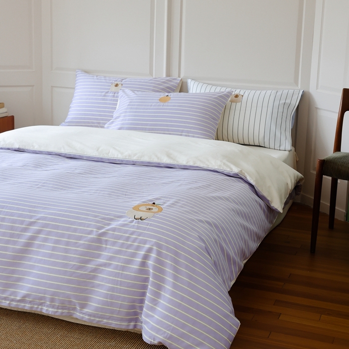 91家纺网 家纺一手货源 找家纺 棉眠 2025新款60支全棉卡比巴拉刺绣款床单四件套 你的橘子掉了-紫