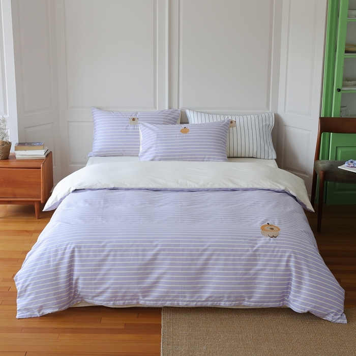 棉眠 2025新款60支全棉卡比巴拉刺绣款床单四件套 你的橘子掉了-紫