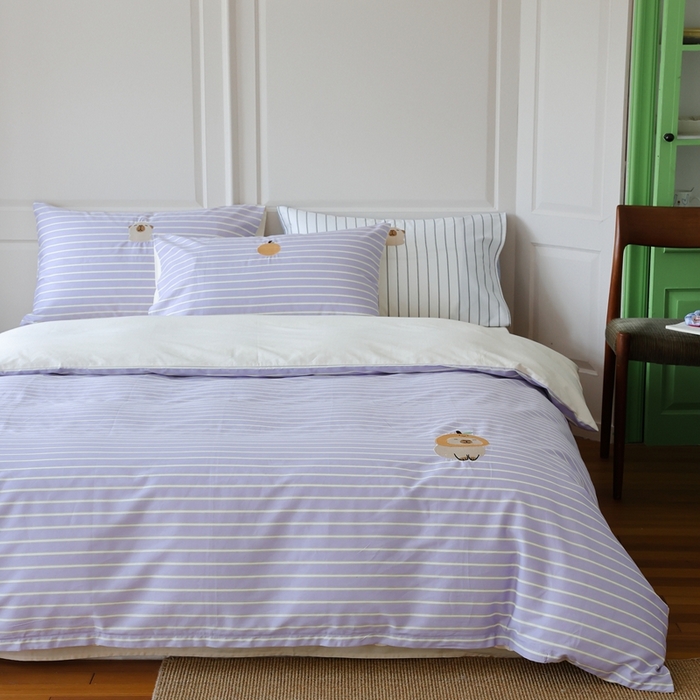 91家纺网 家纺一手货源 找家纺 棉眠 2025新款60支全棉卡比巴拉刺绣款床单四件套 你的橘子掉了-紫