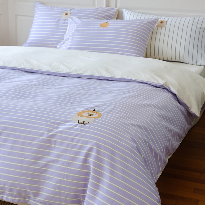 91家纺网 家纺一手货源 找家纺 棉眠 2025新款60支全棉卡比巴拉刺绣款床单四件套 你的橘子掉了-紫