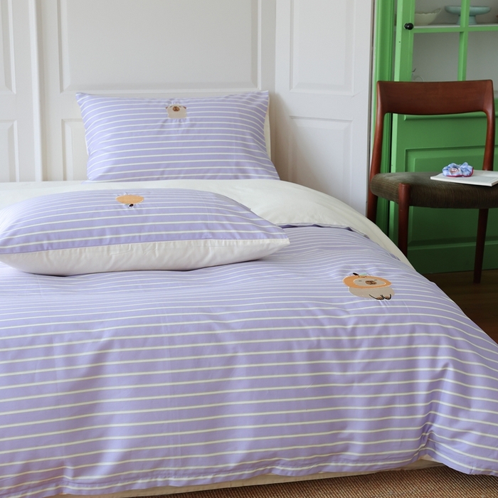 91家纺网 家纺一手货源 找家纺 棉眠 2025新款60支全棉卡比巴拉刺绣款床单四件套 你的橘子掉了-紫