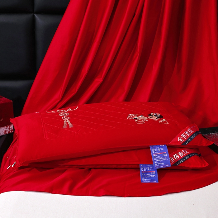 91家纺网 家纺一手货源 找家纺 （总）2025新款大红全荞麦婚庆枕头喜庆强支撑调理颈部随礼送新人好物