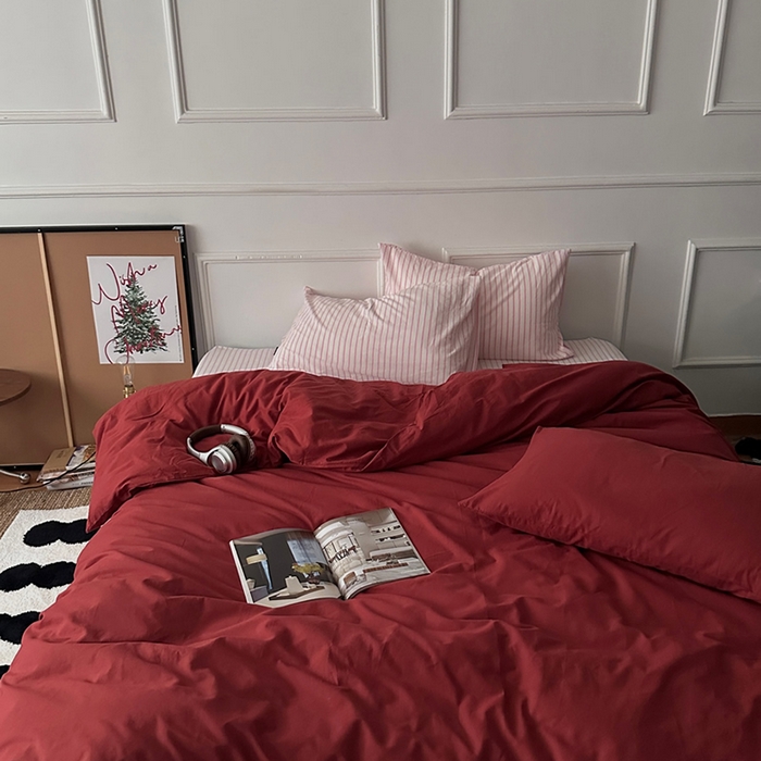 91家纺网 家纺一手货源 找家纺 （总）柚可家居 2025新款全棉色织水洗棉四件套-