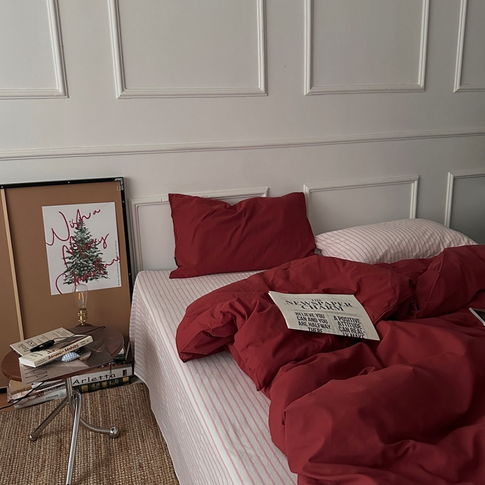 91家纺网 家纺一手货源 找家纺 （总）柚可家居 2025新款全棉色织水洗棉四件套-