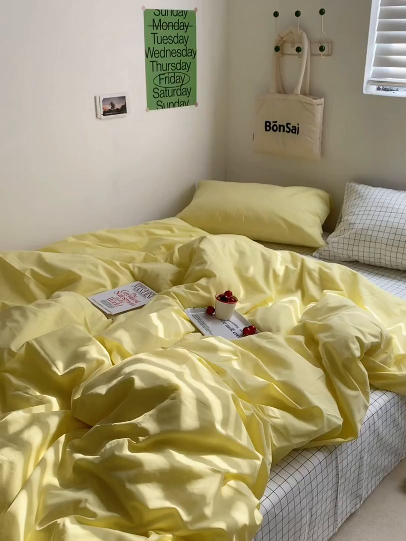 91家纺网 家纺一手货源 找家纺 （总）柚可家居 2025新款全棉色织水洗棉四件套-