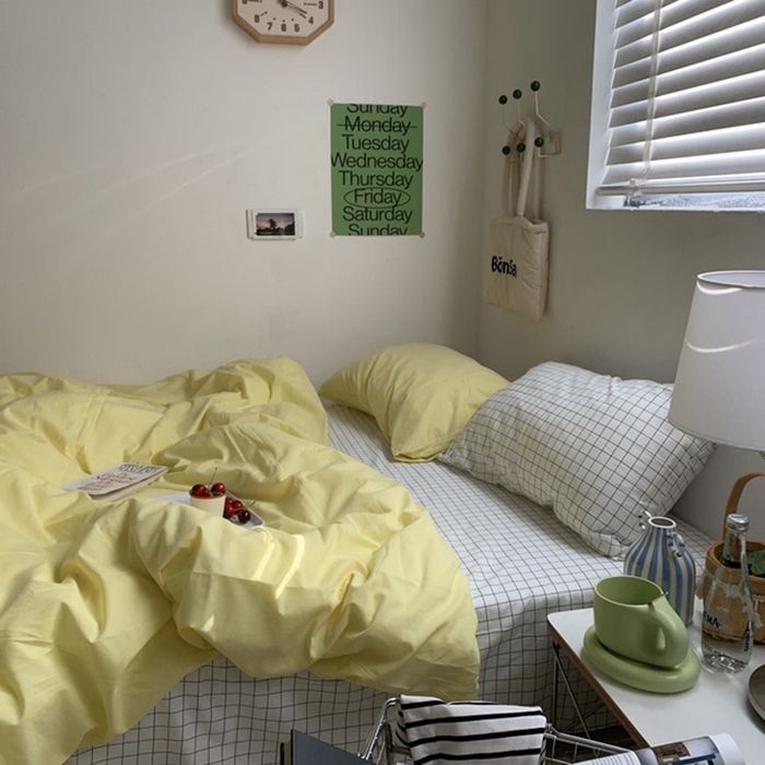 91家纺网 家纺一手货源 找家纺 （总）柚可家居 2025新款全棉色织水洗棉四件套-