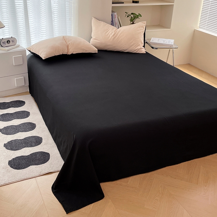 91家纺网 家纺一手货源 找家纺 彩韵家纺 2025新款超柔云感m双层纱四件套 双拼-蜜豆粉+曜石黑