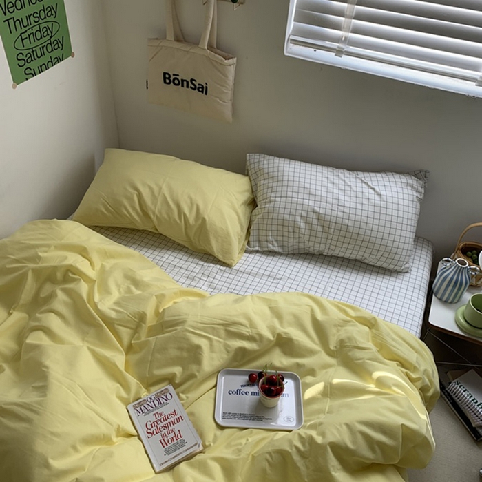 91家纺网 家纺一手货源 找家纺 （总）柚可家居 2025新款全棉色织水洗棉四件套-