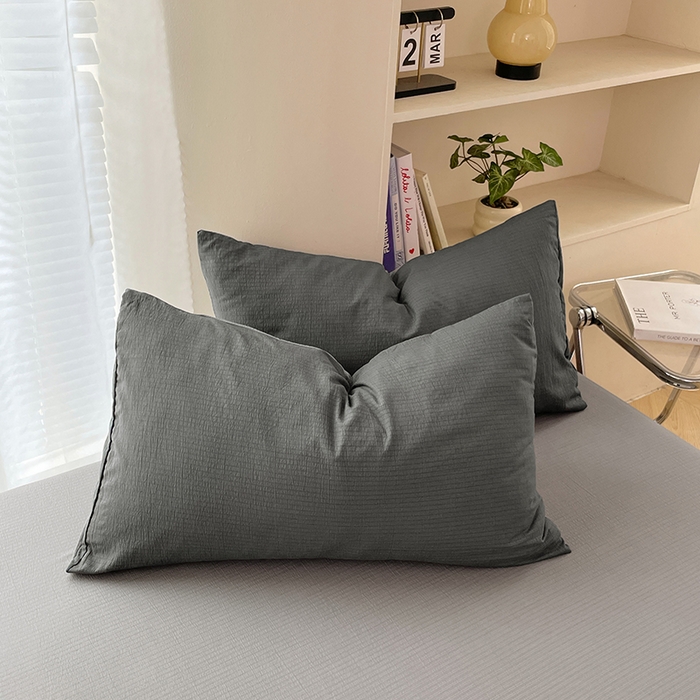 91家纺网 家纺一手货源 找家纺 彩韵家纺 2025新款超柔云感m双层纱四件套 双拼-情调黑+典雅灰