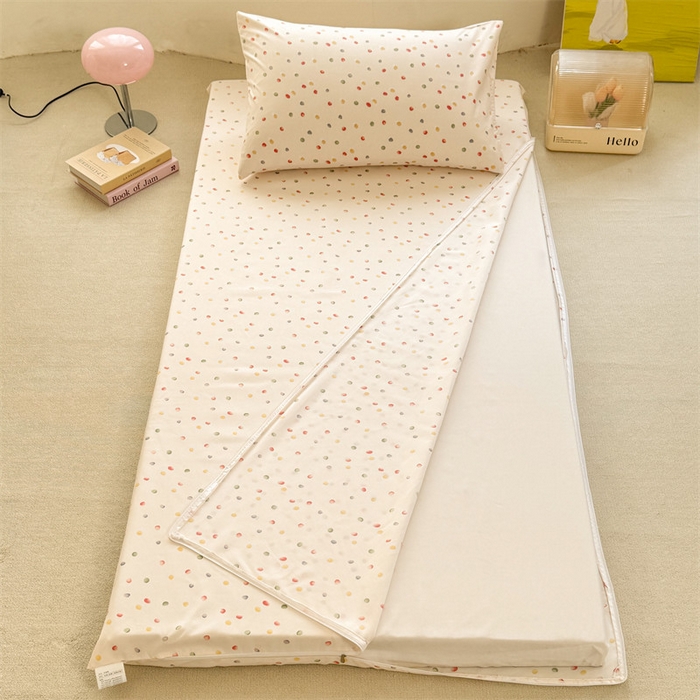 91家纺网 家纺一手货源 找家纺 多品家纺 2025春夏新款超柔水洗棉学生宿舍床垫套 彩虹糖