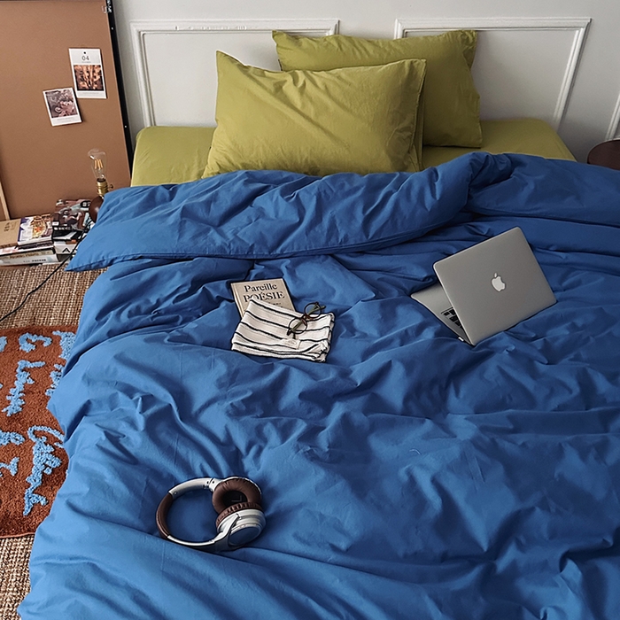 91家纺网 家纺一手货源 找家纺 （总）柚可家居 2025新款全棉色织水洗棉四件套-柏宁岛