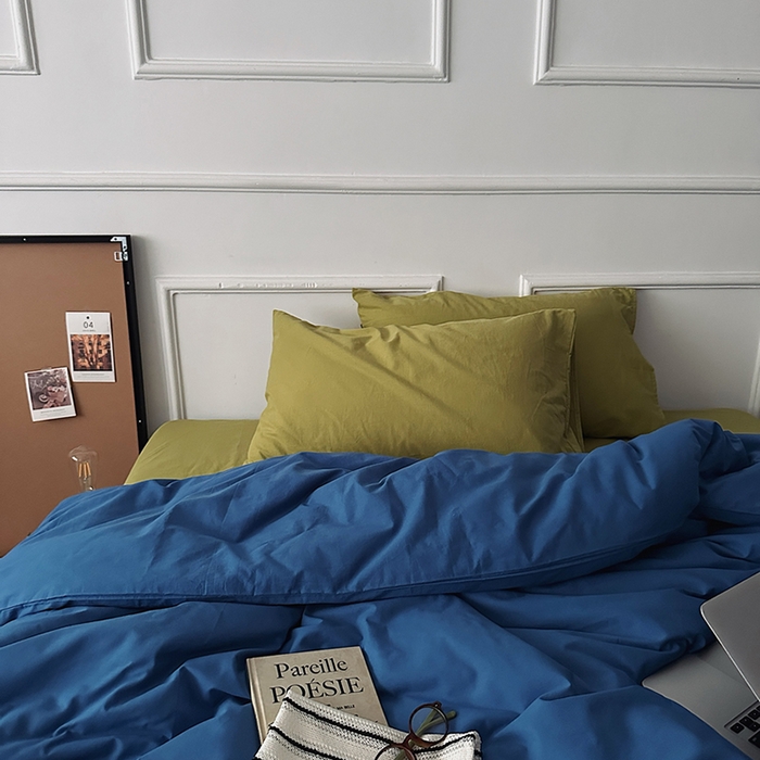 91家纺网 家纺一手货源 找家纺 （总）柚可家居 2025新款全棉色织水洗棉四件套-柏宁岛