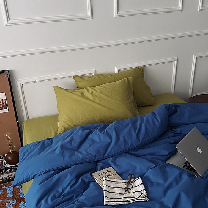 91家纺网 家纺一手货源 找家纺 （总）柚可家居 2025新款全棉色织水洗棉四件套-柏宁岛