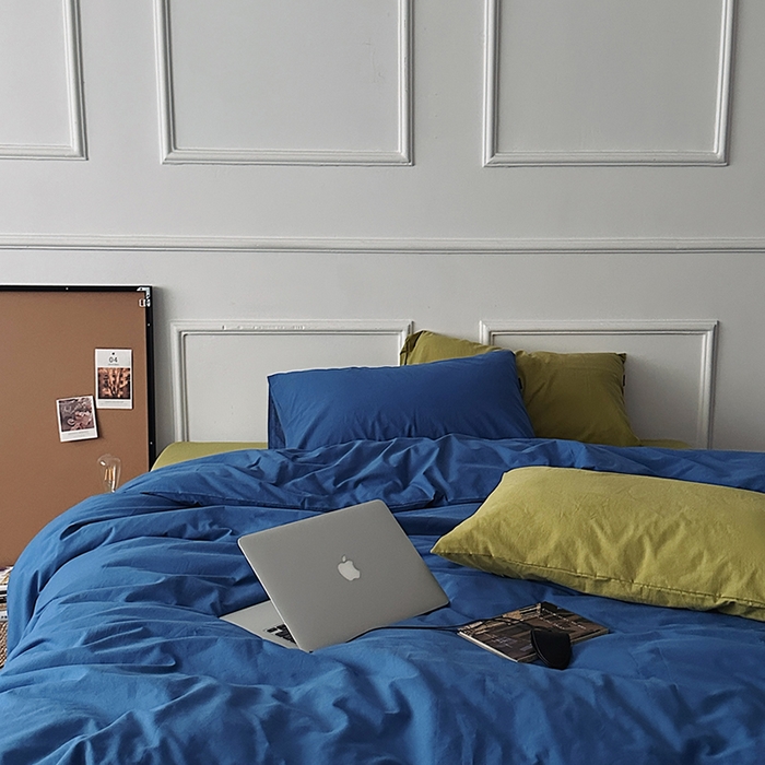 91家纺网 家纺一手货源 找家纺 （总）柚可家居 2025新款全棉色织水洗棉四件套-柏宁岛