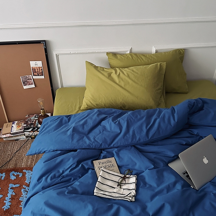 91家纺网 家纺一手货源 找家纺 （总）柚可家居 2025新款全棉色织水洗棉四件套-柏宁岛