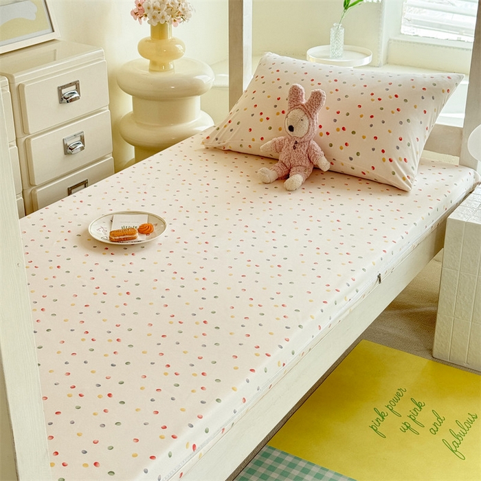 91家纺网 家纺一手货源 找家纺 多品家纺 2025春夏新款超柔水洗棉学生宿舍床垫套 彩虹糖