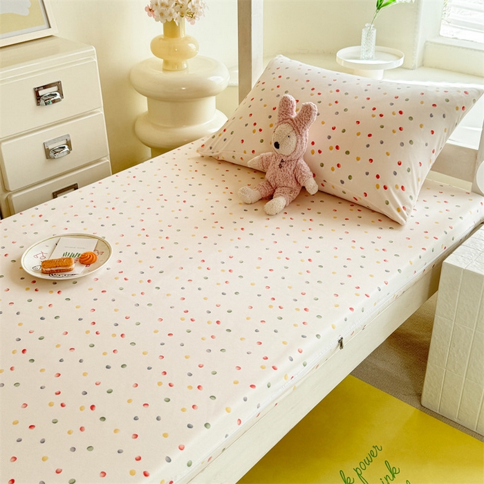 91家纺网 家纺一手货源 找家纺 多品家纺 2025春夏新款超柔水洗棉学生宿舍床垫套 彩虹糖