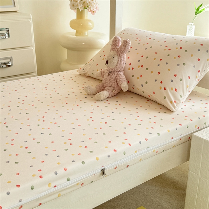 91家纺网 家纺一手货源 找家纺 多品家纺 2025春夏新款超柔水洗棉学生宿舍床垫套 彩虹糖