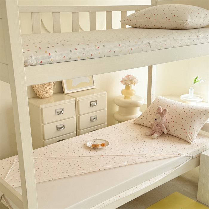 91家纺网 家纺一手货源 找家纺 多品家纺 2025春夏新款超柔水洗棉学生宿舍床垫套 彩虹糖