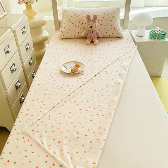 91家纺网 家纺一手货源 找家纺 多品家纺 2025春夏新款超柔水洗棉学生宿舍床垫套 彩虹糖