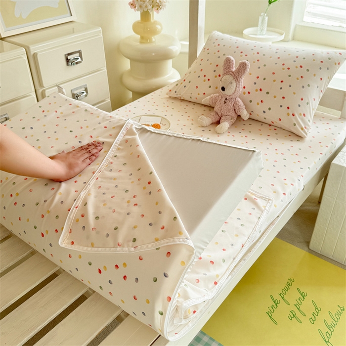 多品家纺 2025春夏新款超柔水洗棉学生宿舍床垫套 彩虹糖