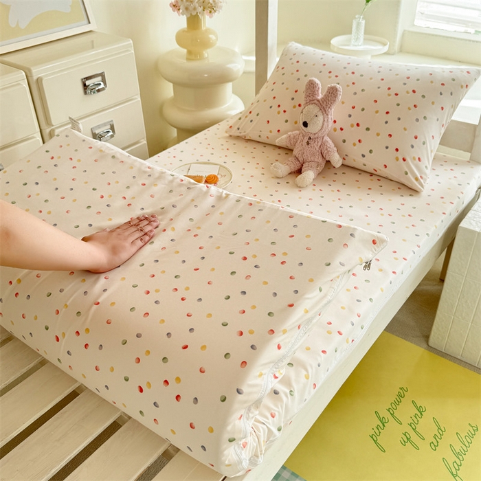 91家纺网 家纺一手货源 找家纺 多品家纺 2025春夏新款超柔水洗棉学生宿舍床垫套 彩虹糖