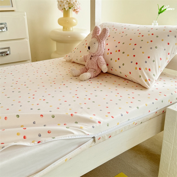 91家纺网 家纺一手货源 找家纺 多品家纺 2025春夏新款超柔水洗棉学生宿舍床垫套 彩虹糖