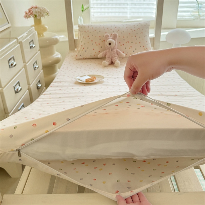 91家纺网 家纺一手货源 找家纺 多品家纺 2025春夏新款超柔水洗棉学生宿舍床垫套 彩虹糖