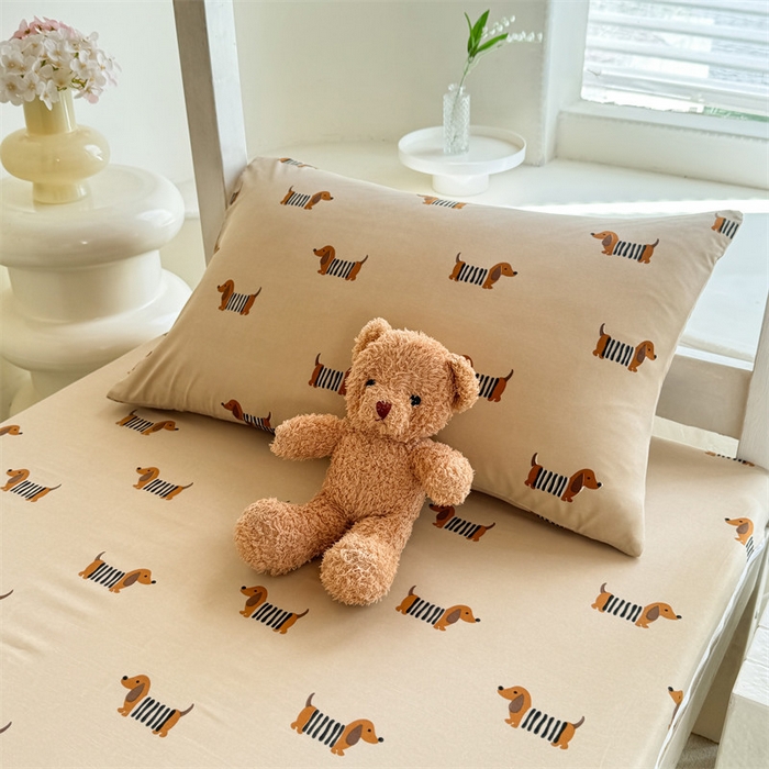 91家纺网 家纺一手货源 找家纺 多品家纺 2025春夏新款超柔水洗棉学生宿舍床垫套 复古狗