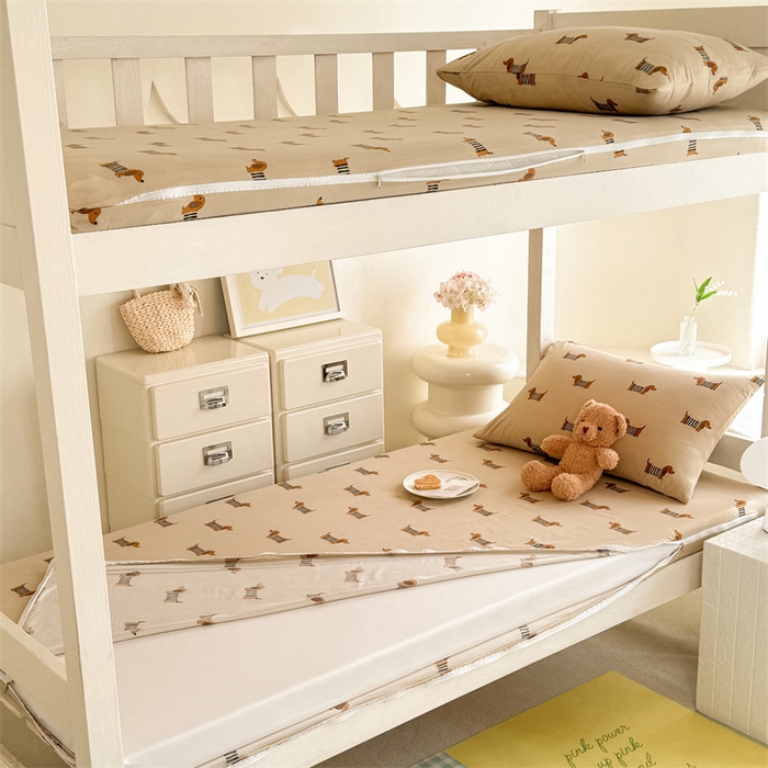 91家纺网 家纺一手货源 找家纺 多品家纺 2025春夏新款超柔水洗棉学生宿舍床垫套 复古狗