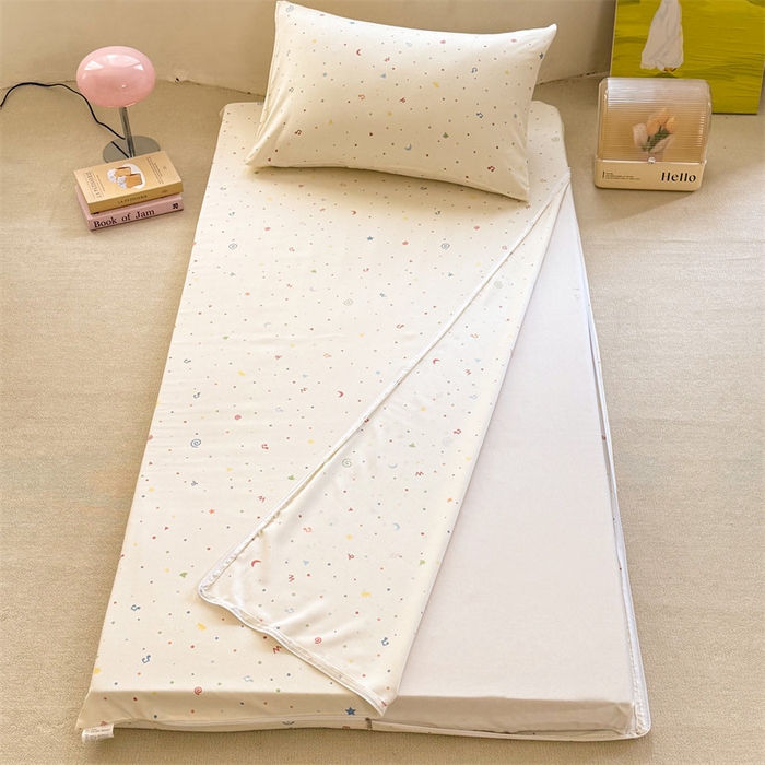 91家纺网 家纺一手货源 找家纺 多品家纺 2025春夏新款超柔水洗棉学生宿舍床垫套 花夕