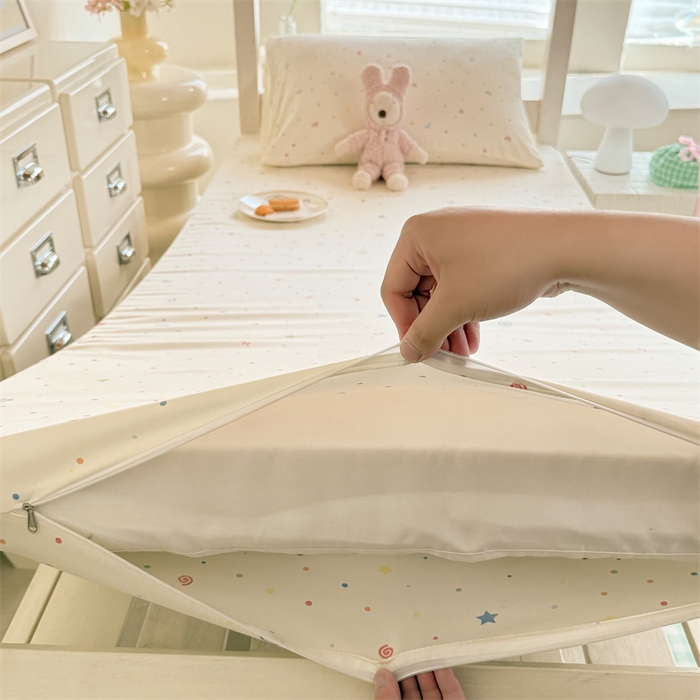 91家纺网 家纺一手货源 找家纺 多品家纺 2025春夏新款超柔水洗棉学生宿舍床垫套 花夕