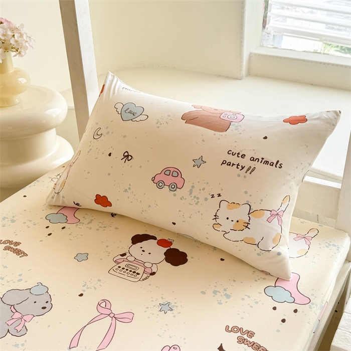 91家纺网 家纺一手货源 找家纺 多品家纺 2025春夏新款超柔水洗棉学生宿舍床垫套 快乐玩伴