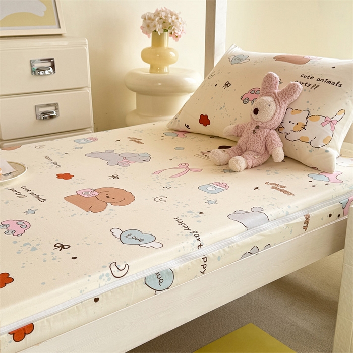 91家纺网 家纺一手货源 找家纺 多品家纺 2025春夏新款超柔水洗棉学生宿舍床垫套 快乐玩伴