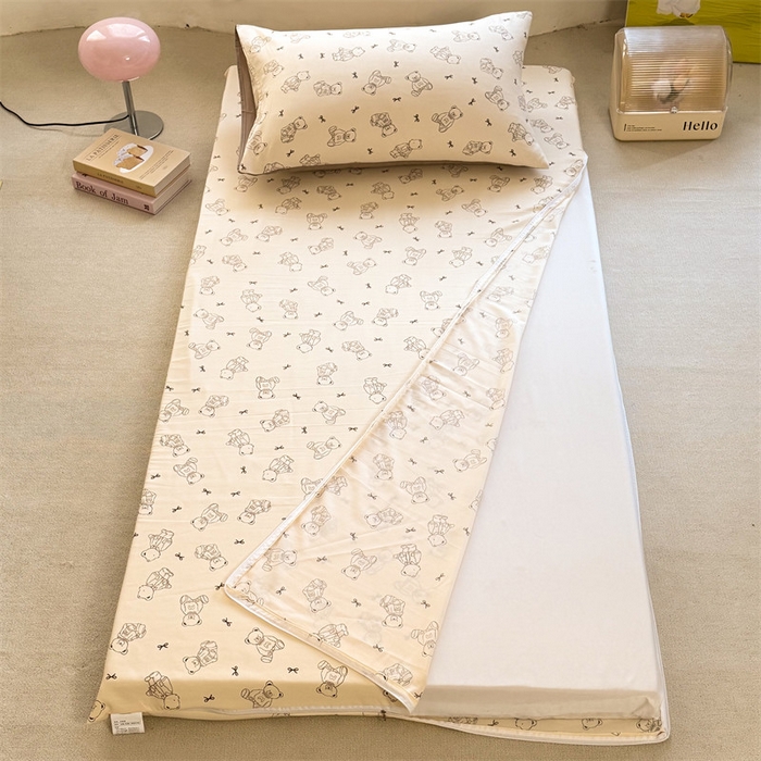 91家纺网 家纺一手货源 找家纺 多品家纺 2025春夏新款超柔水洗棉学生宿舍床垫套 满满熊