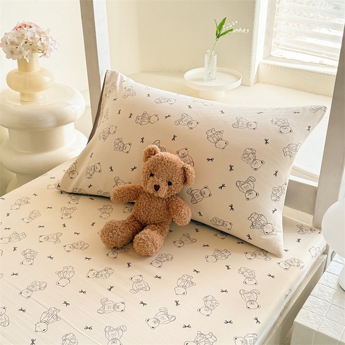 91家纺网 家纺一手货源 找家纺 多品家纺 2025春夏新款超柔水洗棉学生宿舍床垫套 满满熊