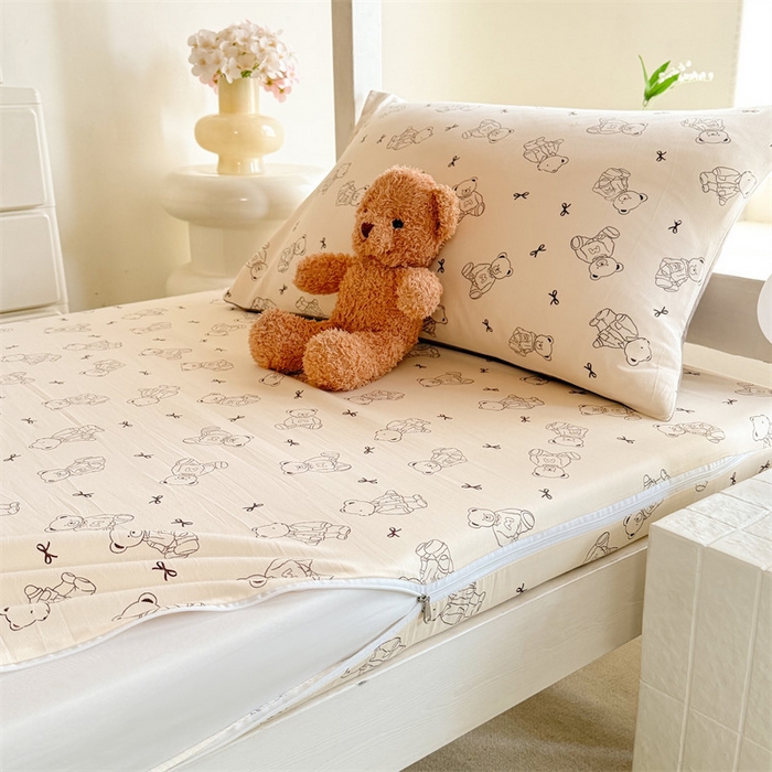 91家纺网 家纺一手货源 找家纺 多品家纺 2025春夏新款超柔水洗棉学生宿舍床垫套 满满熊